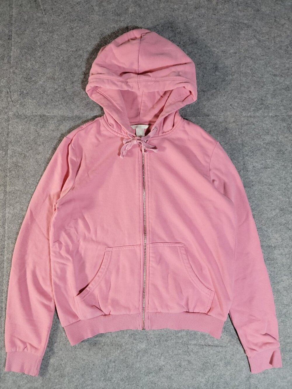 H&M Basic Bubblegum Pink Full Zip Hooded Sweatshirt Size Small Womens